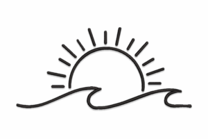 Minimalist Sunrise and Wave Embroidery Design