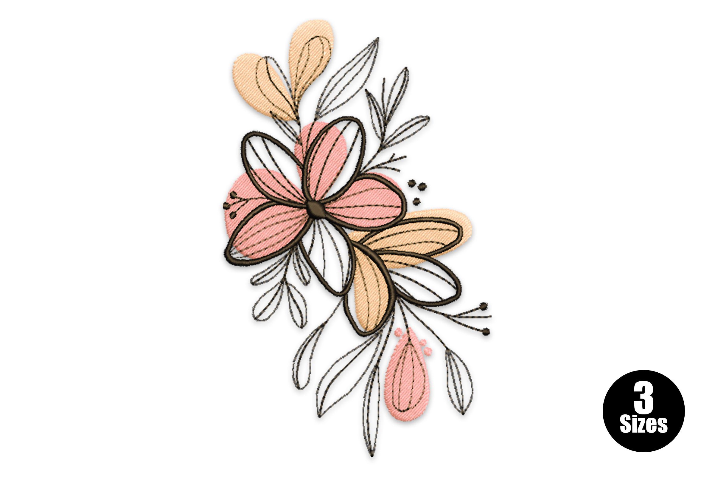 Modern Abstract Floral Embroidery Design