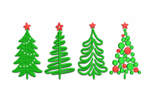 Modern Christmas Tree Set Embroidery Design