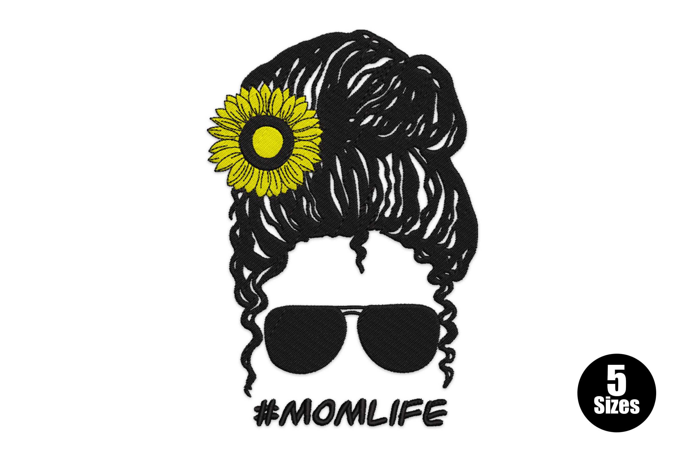 MomLife Sunflower Hair Bun Embroidery Design