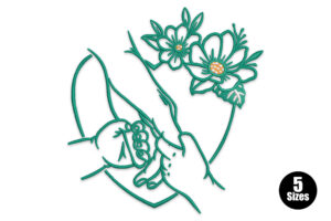 Mother Holding Baby Floral Embroidery Design