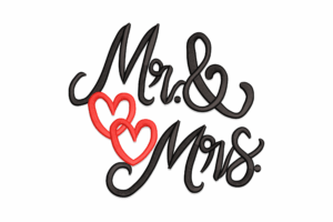 Mr & Mrs Double Red Hearts Machine Embroidery Design