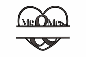 Mr & Mrs Heart Frame Embroidery Design