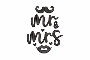 Mr & Mrs Mustache and Lips Embroidery Design