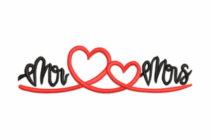 Mr & Mrs with Double Hearts Embroidery Design