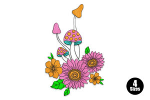 Mushroom and Floral Embroidery Design
