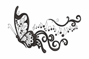 Musical Butterfly Embroidery Design