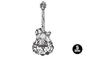 Musical Notes Guitar Embroidery Design