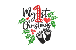 My 1st Christmas Baby Footprint Embroidery Design