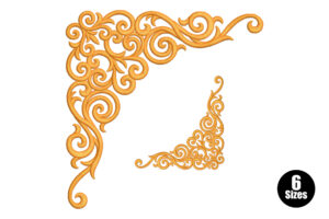 Ornamental Swirl Corner Embroidery Design