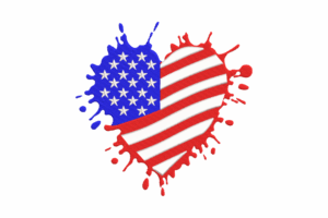 Paint Splash American Flag Heart Embroidery Design