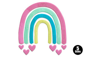 Pastel Rainbow with Hearts Embroidery Design