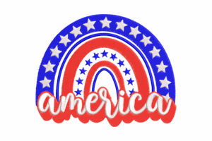 Patriotic America Rainbow Embroidery Design