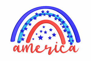 Patriotic America Rainbow Machine Embroidery Design