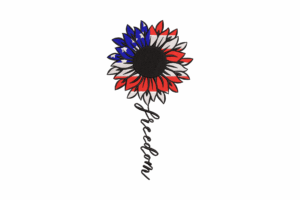 Patriotic Freedom Sunflower Embroidery Design