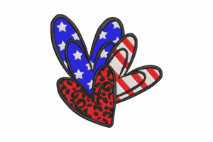 Patriotic Leopard Print Hearts Embroidery Design