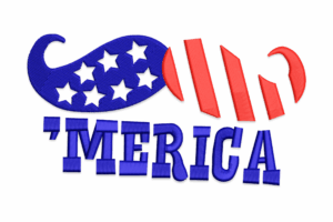 Patriotic 'Merica Mustache Embroidery Design