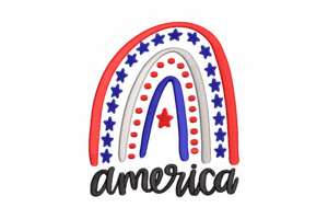 Patriotic Rainbow America Embroidery Design