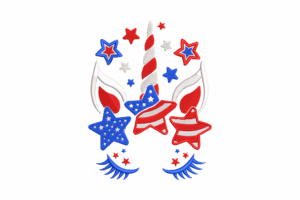 Patriotic Unicorn Face Embroidery Design