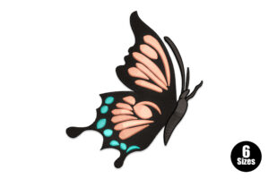 Peach and Aqua Butterfly Embroidery Design