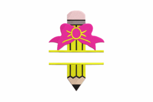 Pencil with Bow Embroidery Design