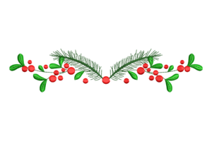 Pine and Berry Flourish Embroidery Design