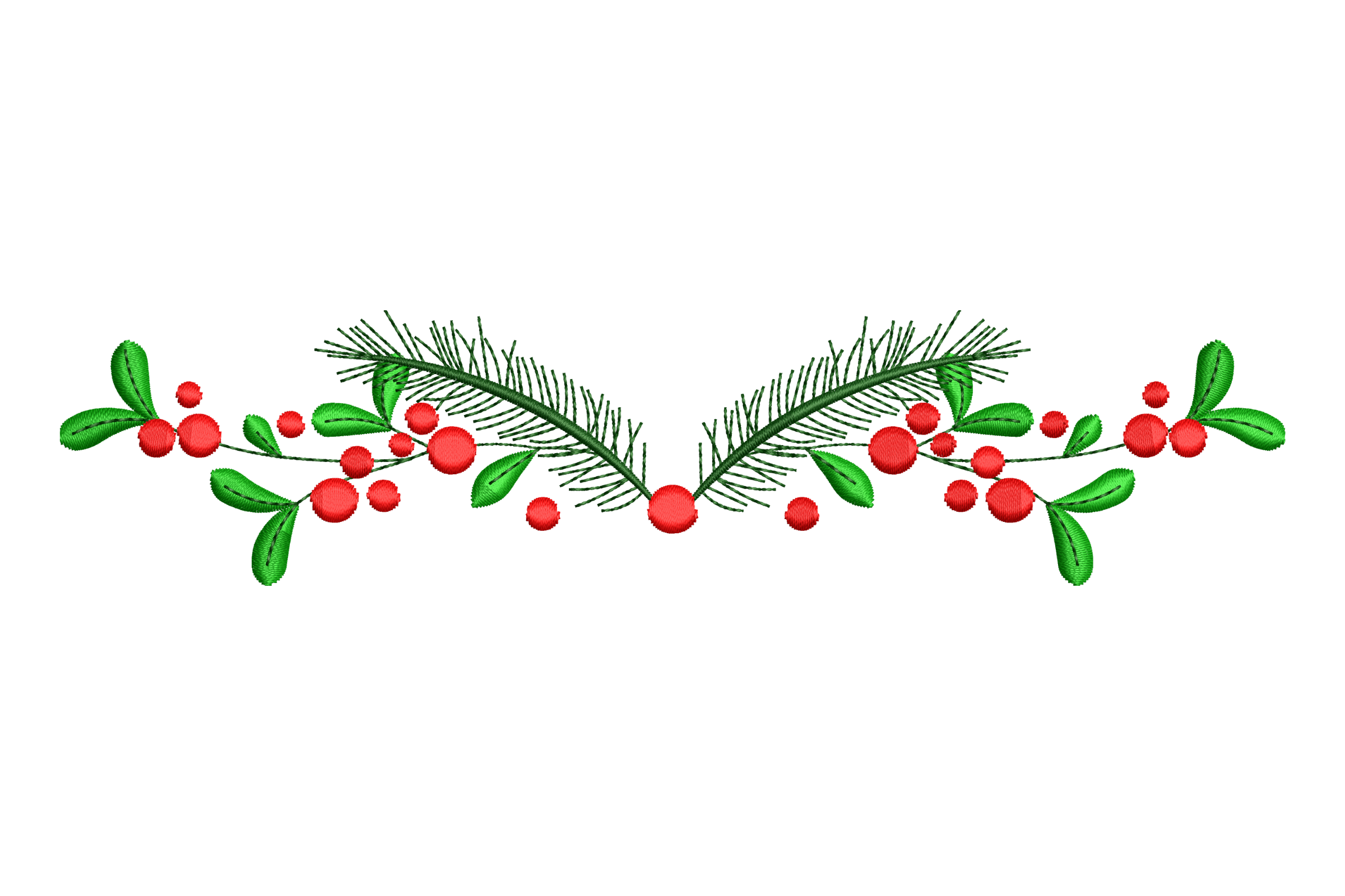 Pine and Berry Flourish Embroidery Design