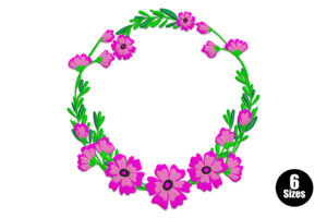 Pink Floral Wreath Embroidery Design