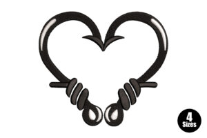 Premium Barbed Wire Heart Embroidery Design
