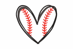 Premium Baseball Heart Embroidery Design