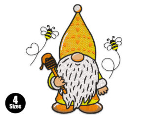 Premium Bee Gnome Embroidery Design