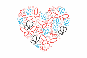 Romantic Butterfly Heart Embroidery Design