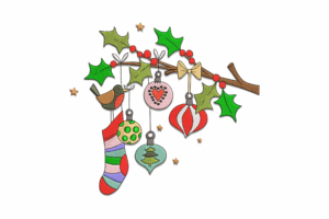 Premium Christmas Branch & Ornaments Embroidery Design