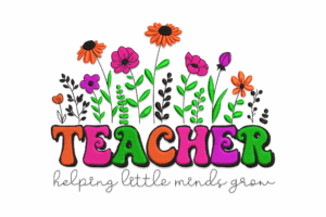 Premium Colorful Teacher Embroidery Design