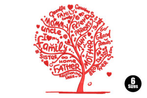 Premium Family Word Tree Embroidery Design
