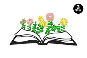 Premium Floral Book with Blossoms Embroidery Design