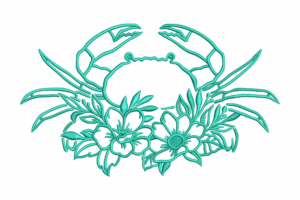 Premium Floral Crab Embroidery Design