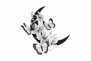 Premium Floral Moon Embroidery Design