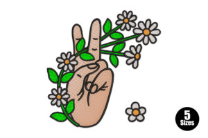 Premium Floral Peace Hand Embroidery Design