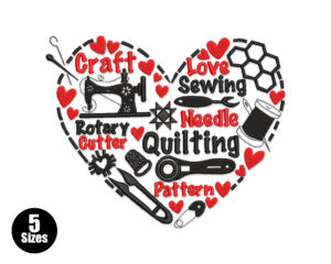 Premium Heart Quilting Word Art Embroidery Design