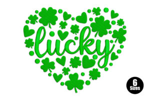 Premium Lucky Shamrock Heart Embroidery Design