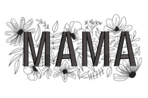 Premium MAMA Floral Outline Embroidery Design