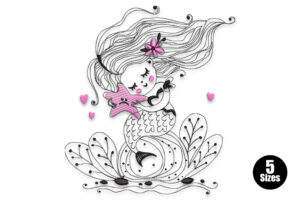 Premium Mermaid Hugging Starfish Embroidery Design