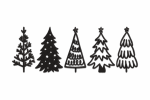 Premium Minimalist Christmas Trees Embroidery Design