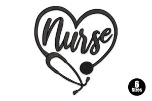 Premium Nurse Heart with Stethoscope Embroidery Design