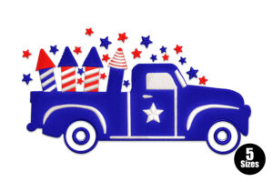 Premium Patriotic Firework Truck Embroidery Design