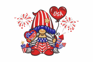 Premium Patriotic Girl Gnome Embroidery