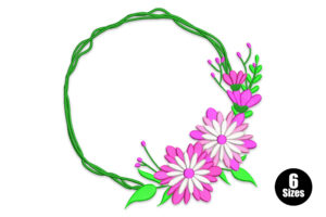 Premium Pink Flower Wreath Embroidery Design