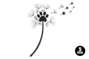 Premium Quality Dandelion Paw Print Embroidery Design