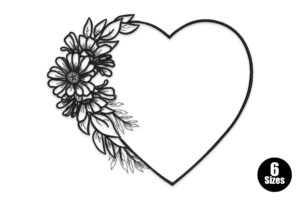 Premium Quality Floral Heart Frame Embroidery Design